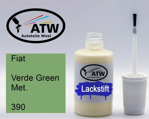 Fiat, Verde Green Met., 390: 20ml Lackstift, von ATW Autoteile West.